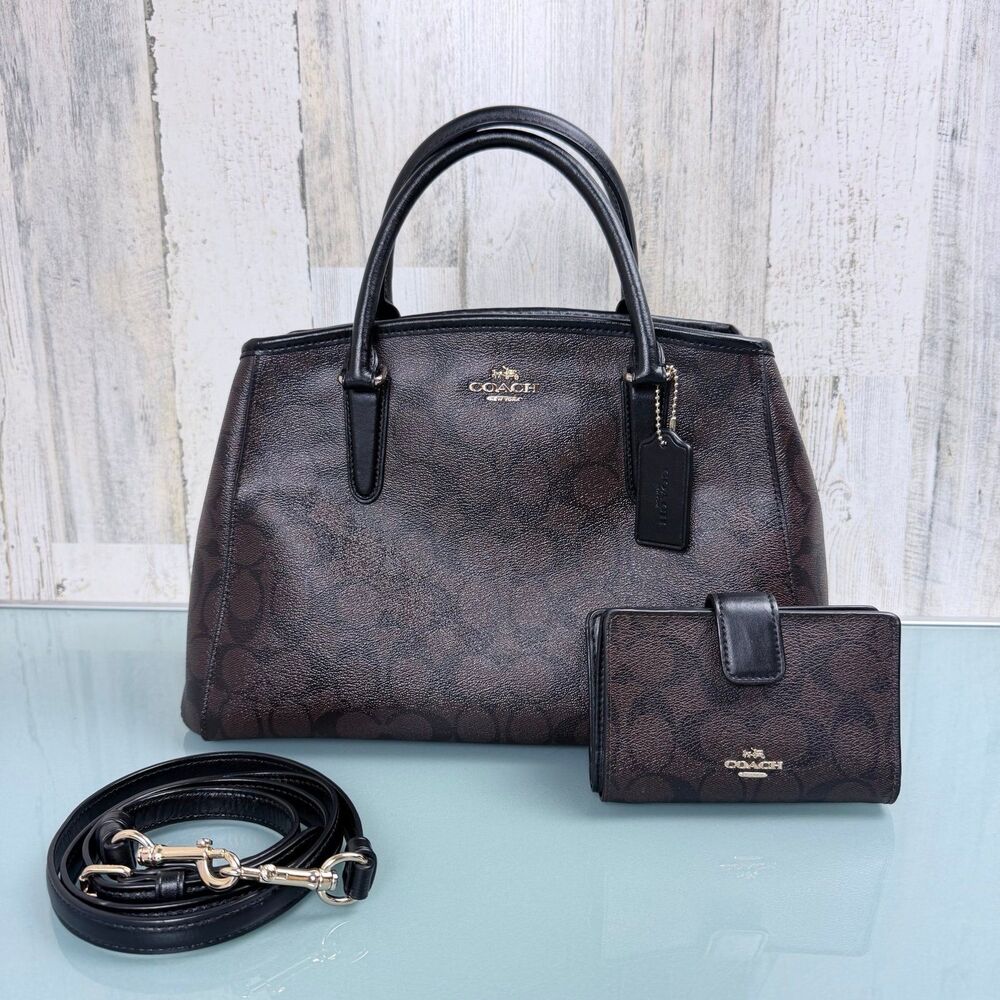 Coach Signature Monogram Coach Signature Monogram Satchel Handbag and Wallet Set